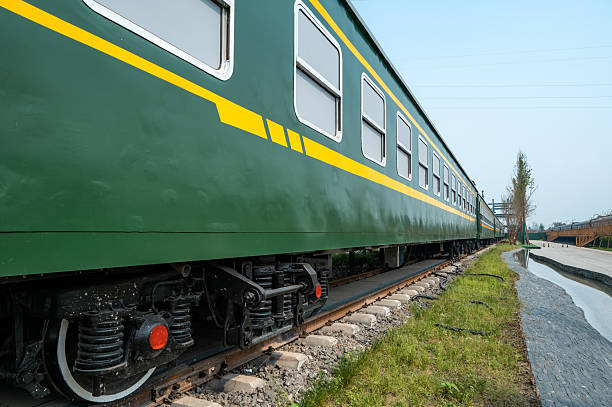 istock Green coaches, The vintage Chinese train 2228330567