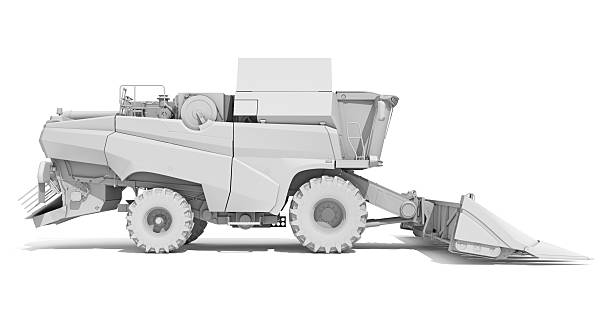 istock Farm Combine Harvester in Clay Style Render on White Background 3D Rendering 2228337235