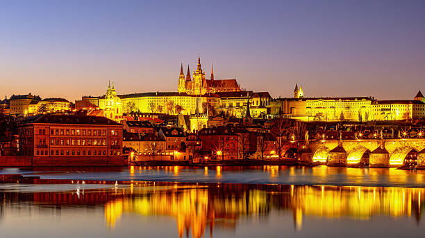 istock lluminated Charles Bridge(Karlův most) and Prague Castle(Pražský hrad) at evening 2228351566