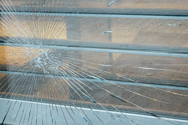 istock Building with dirty glass in broken window. 2228351610
