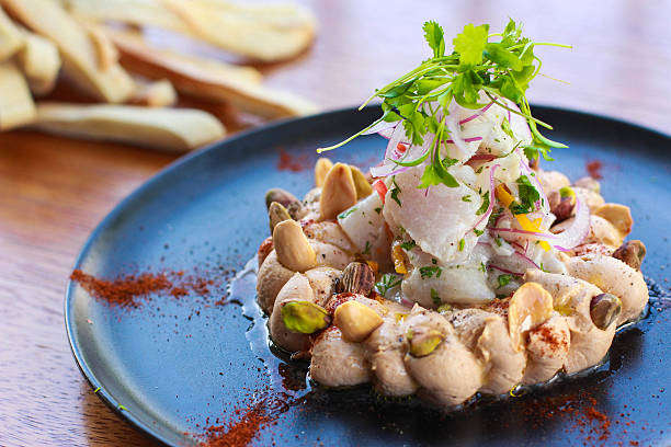 istock Pistachio Hummus on Fresh Ceviche – Gourmet Fusion Dish 2228356022