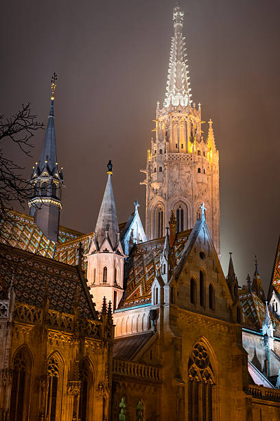 istock The Gothic Matthias Church building illuminated at night in Budapest 2228360621