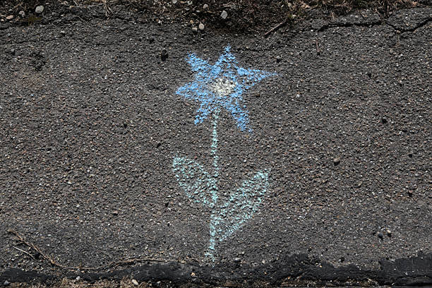 Street painted with chalk at night