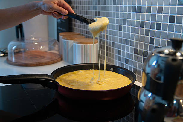 Preparing Turkish Traditional Fried Cheese - Muhlama - Kuymak.