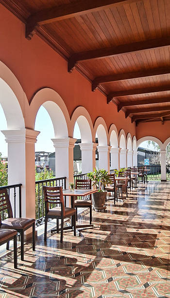 istock Interior view of an old city restaurant with colonial architecture. 2228368594