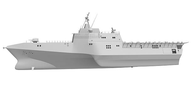 istock Naval Forces Battle Ship in Clay Style Render on White Background 3D Rendering 2228369745