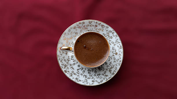 istock Turkish coffee on burgundy background 2228372802