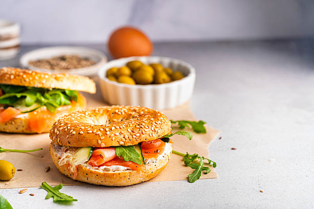 istock Bagel sandwich with salmon 2228376269