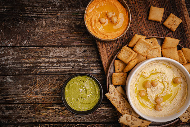 istock Various hummus dips, healthy and vegan snack 2228376369