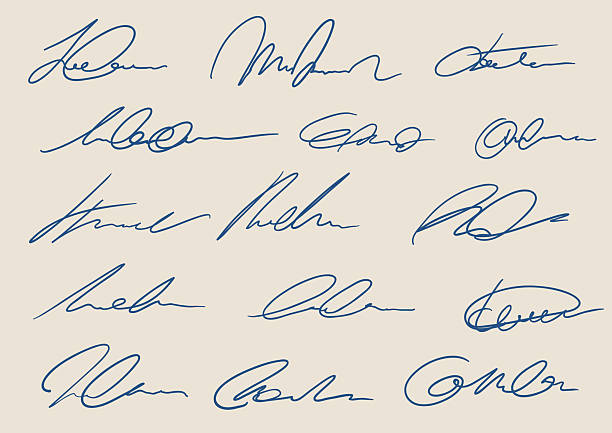 Collection of made up hand drawn pen anonymous random vector signatures and autographs