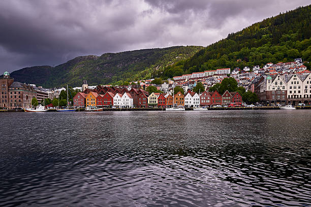 Bryggen Bergen Norway Panorama with harbour