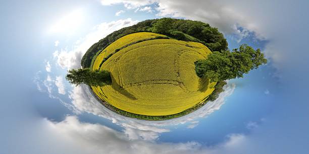 istock Tiny planet view of green field and trees. 2228390301