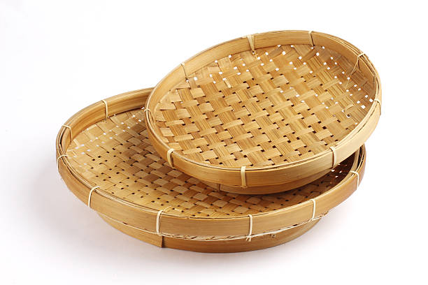 istock Traditional Bamboo Woven Baskets on White Background 2228392876