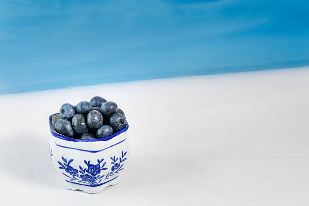 Fresh blueberries  or bilberries  in bowl  ,healthy eating