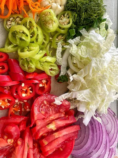 istock Organic vegetables: chili, cabbage, tomatoes, dill, onion, carrot 2228422975