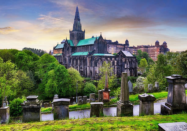 Glasgow Mungo cathedral at dramatic night, Scotland - UK