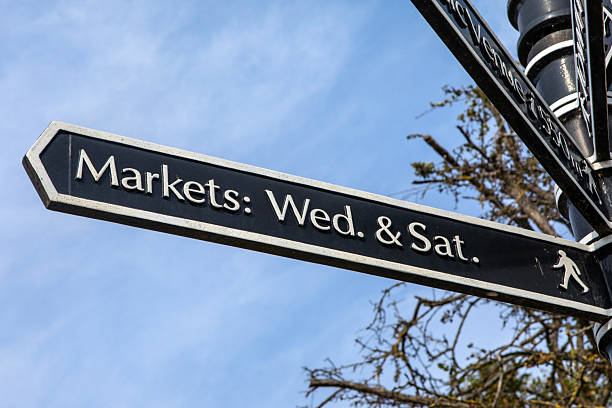istock Markets Signpost in Bury St. Edmunds, Suffolk 2228444967