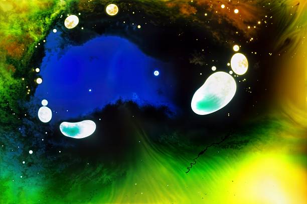 Mixed liquids in fluid colorful painting