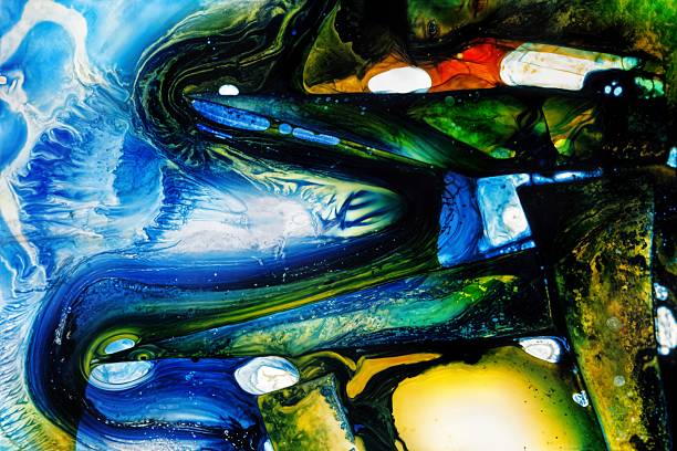 istock Mixed liquids in fluid colorful painting 2228451356