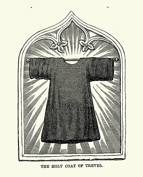 Holy Coat of Treves Sacred relic believed to be the seamless robe worn by Jesus Christ at the time of crucifixion , Vintage illustration, 19th Century