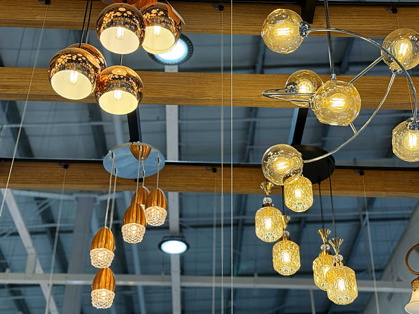 istock Ceiling lamps in a modern style. Interior of a cafe. 2228460538