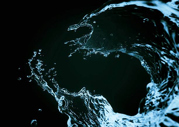 3d illustration of abstract blue water splashes on black background with text space