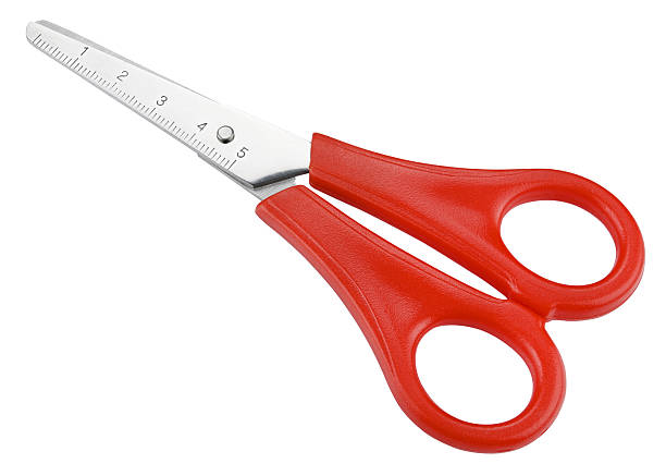 istock Red stationery scissors isolated on a white background. Full depth of field. 2228474312
