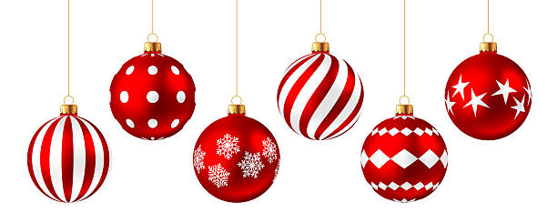 weihnachtskugel-set, rote kugeln mit muster, ornamente - christbaumkugel stock-grafiken, -clipart, -cartoons und -symbole