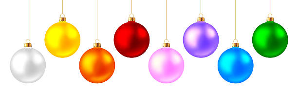 istock Christmas ball set, colorful baubles, hanging ornaments 2228474480