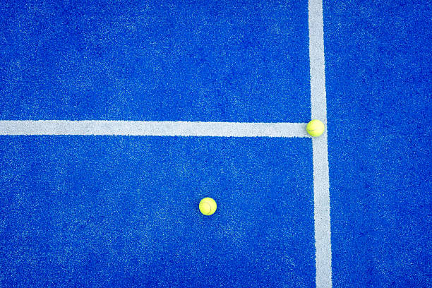 istock Clean and simple composition on a blue artificial turf court. 2228475423