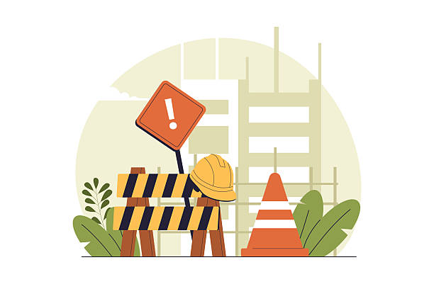 illustrations, cliparts, dessins animés et icônes de illustration de la sécurité sur les chantiers de construction - chantier de construction