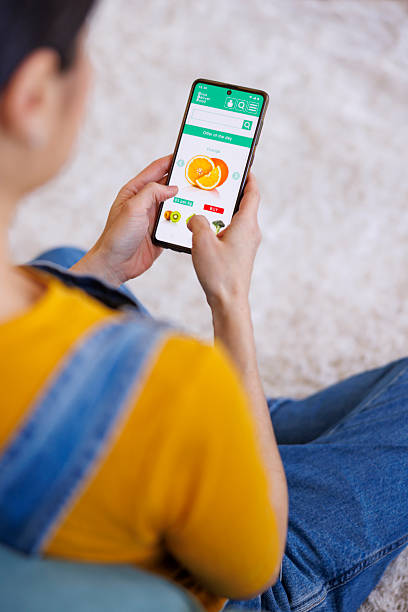 istock Woman doing online grocery shopping using smart phone 2228475739