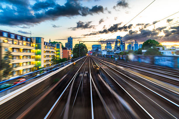 istock Blurred motion of railroad tracks viewed from high speed train 2228488078