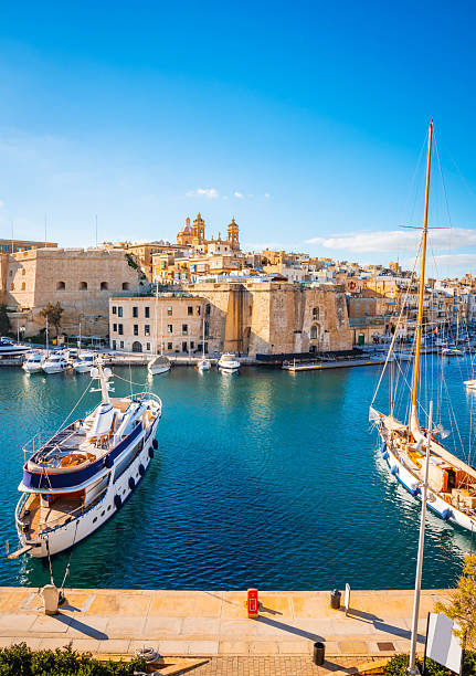 Panoramic view of beautiful Isla Basilica and old town of Birgu, Malta