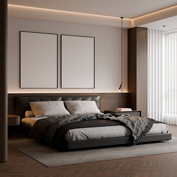 istock Frame poster mockup in a modern bedroom interior 2228497243