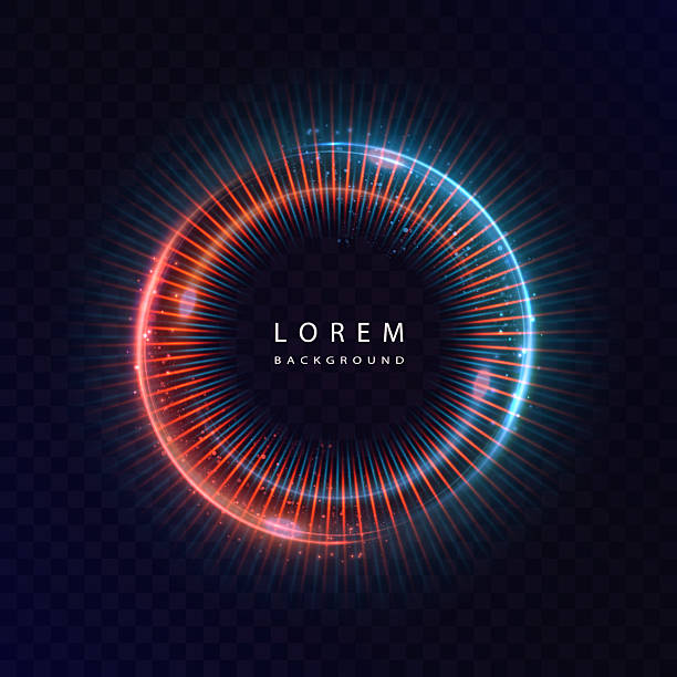 istock Glowing neon ring with vibrant red and cyan radial spikes on transparent background 2228502774
