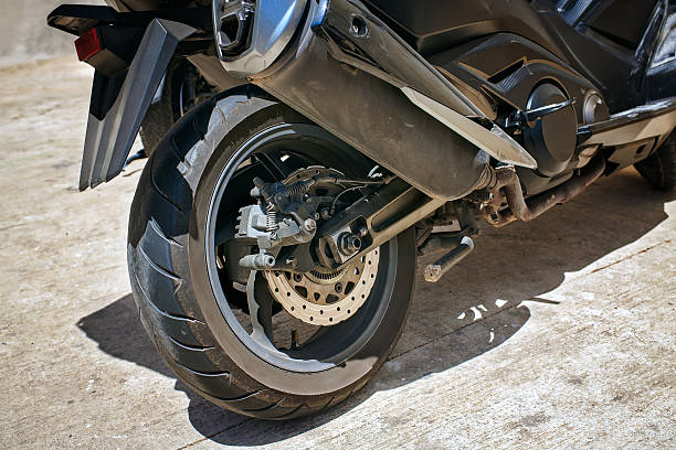 istock Rear Wheel and Brake Disc of a Modern Motorcycle 2228508644