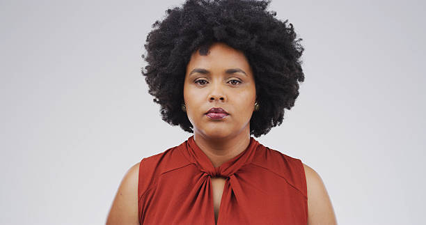 istock Education, portrait and serious with teacher in studio for college or university development course. Afro, school and space with African educator isolated on white background for learning or teaching 2228518362