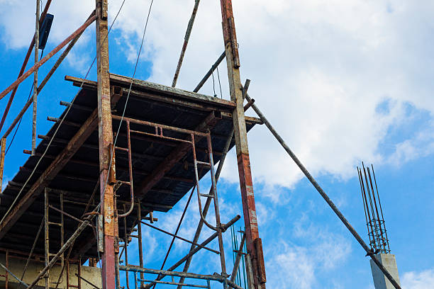 Scaffolding on the side of the building construction