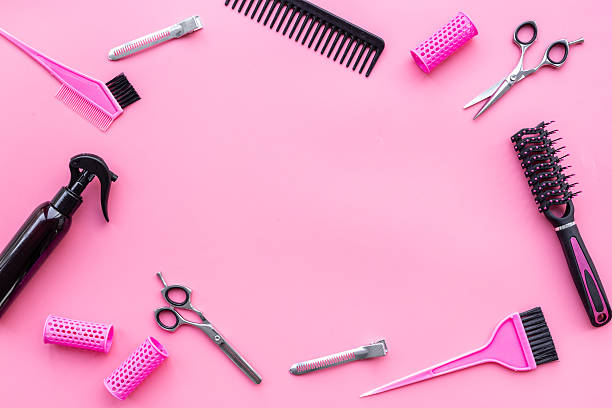 istock Hairdresser accessories and tools - combs and scissors, top view 2228523986