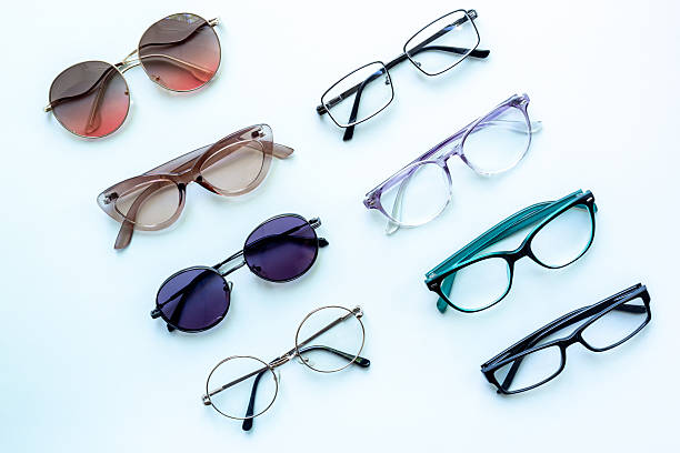 istock Many different stylish glasses in various styles and colors, top view 2228524188