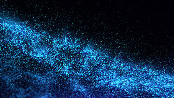 istock Abstract 4K blue shining glitter particles and rays animation new motion background. Light flare 2228528140