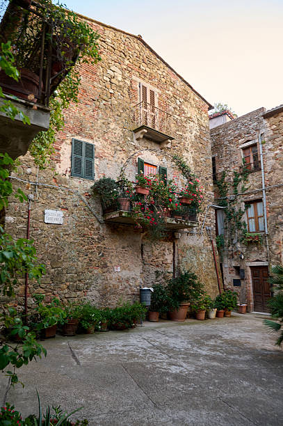 istock old facade with balcony with flowers 2228531375