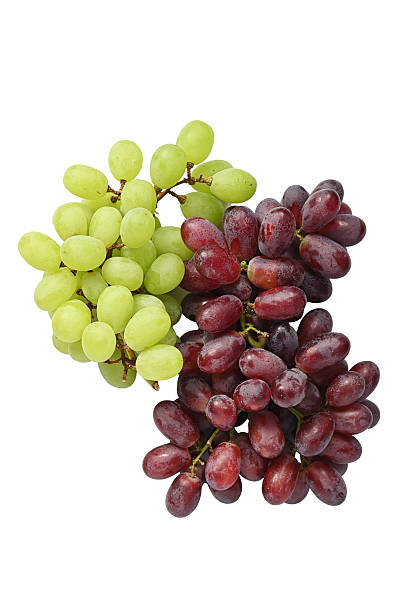 Red and Green Grapes on a White Background