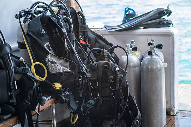istock Diving Equipment Arranged on a Boat Ready for Underwater Exploration in Clear Ocean Waters During a Sunny Day 2228533891
