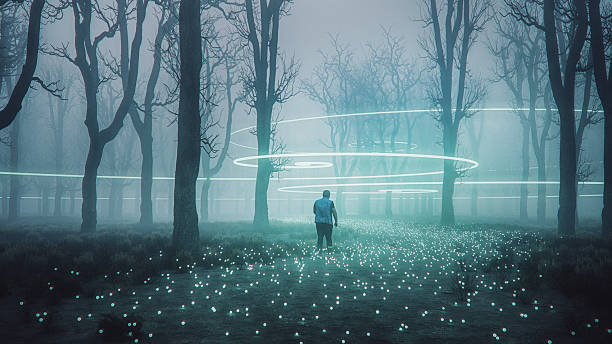 istock Man walking in fantasy forest 2228534549