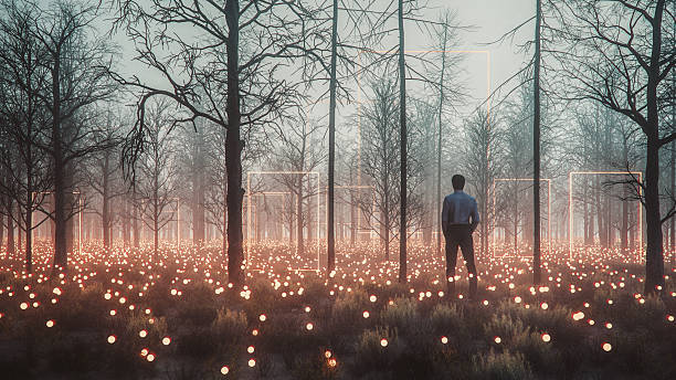 istock Man standing in fantasy forest 2228534576