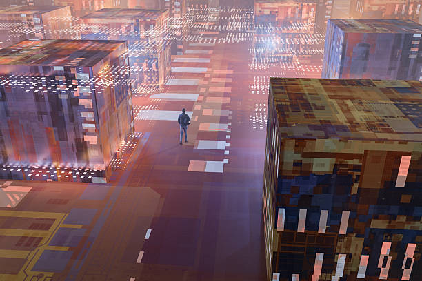 istock Man walking in futuristic city 2228534821