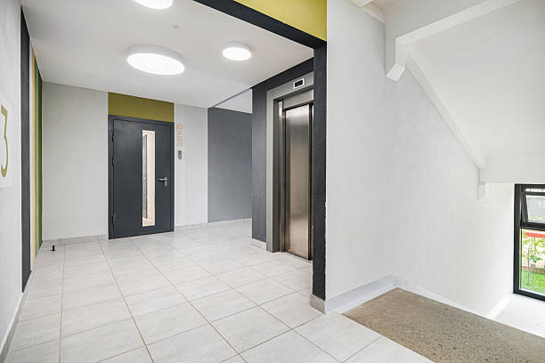 istock Modern hallway with an elevator and staircase in a contemporary building 2228540146