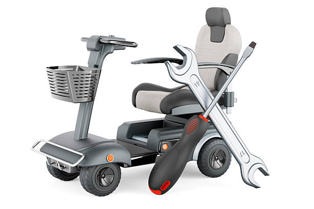 istock Powered mobility scooter with screwdriver and wrench, 3D rendering 2228543446